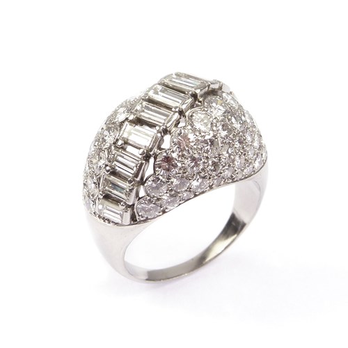 Bombe shaped diamond cluster ring by Cartier